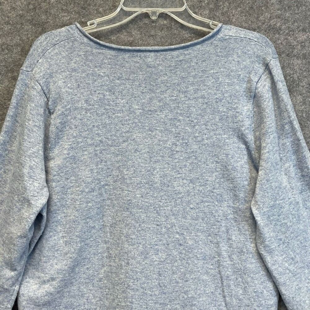 J. CREW Sweater Women's XL‎ Heather Blue V-Neck Pullover Long Sleeve Wool Blend - Picture 9 of 11